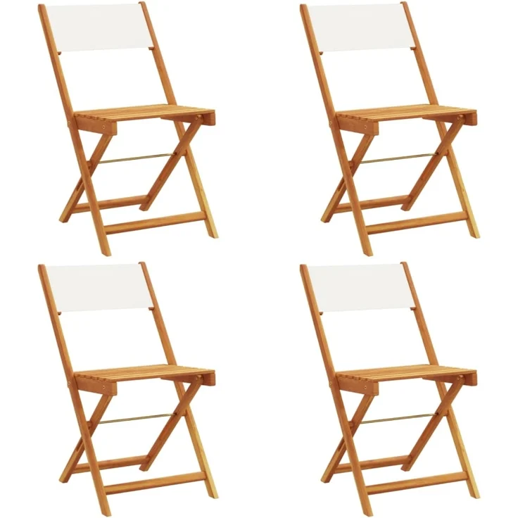 vidaXL Gartenstühle 4 Stk. Klappbar Cremeweiß Stoff und Massivholz 3214610 – Bild 1