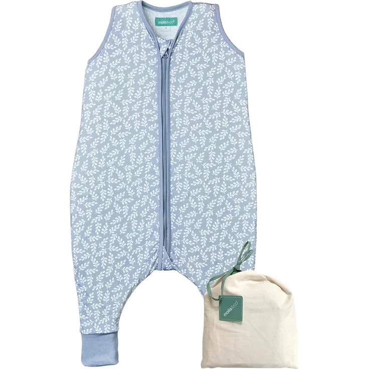 molis&co. Baby-schlafsack mit Füßen. 0.5 TOG. Größe: 80 cm. Ideal für den Sommer. Blue Garden. 100% Baumwolle (OEKO-TEX 100).