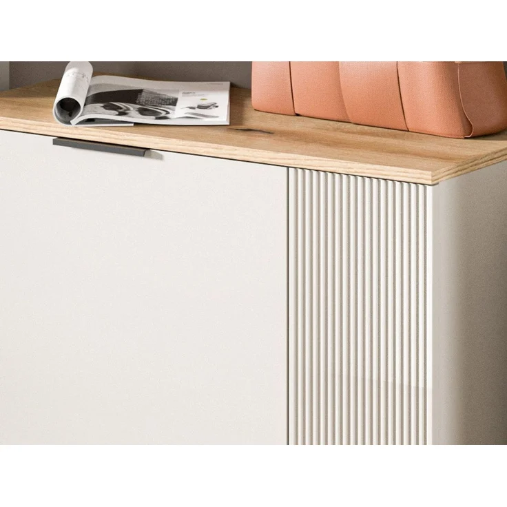 Inn. Furn Schuhbank Skid (Garderobenbank in Kaschmir Sand mit Eiche, 2-türig, 80x48 cm), mit viel Stauraum – Bild 4