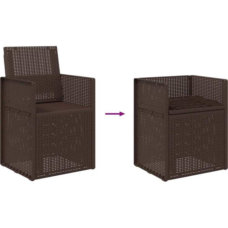 vidaXL Garten Esszimmerstühle 2 pcs Braun PP 899962 – Bild 9