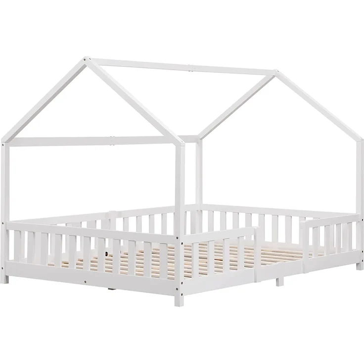 Kinderbett Sisimiut 140x200 cm mit Rausfallschutz Weiß [en. casa] – Bild 2