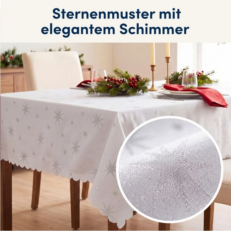 Stoffschmiede Tischdecke Weihnachten Sterne - Lurex Glanz - Versch. Größen & Farben, Lurex Glanz – Bild 3