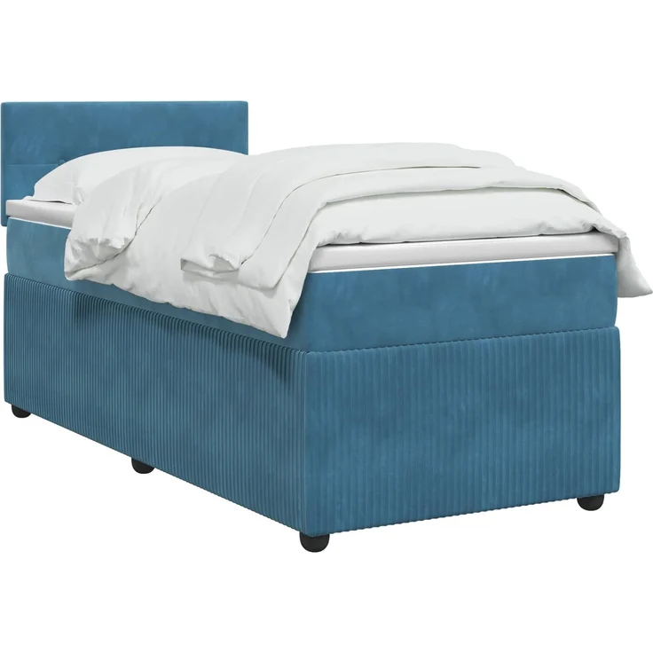 vidaXL Boxspringbett mit Matratze Dunkelblau 80x200 cm Samt 3451569 – Bild 3