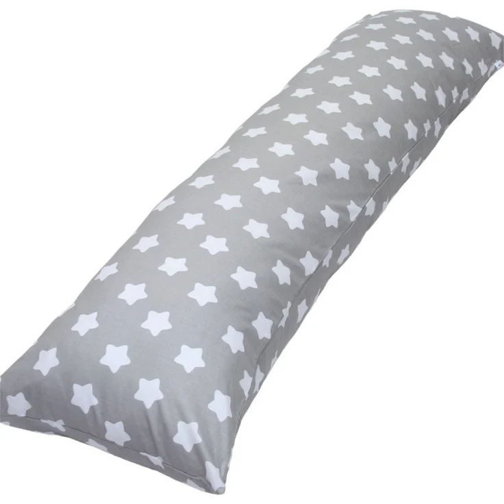 EMI & SAM Stillkissen Bezug Ersatzbezug 40x145cm für Seitenschläfer, 11L. Sterne Weiß / Grau - Bezug – Bild 1