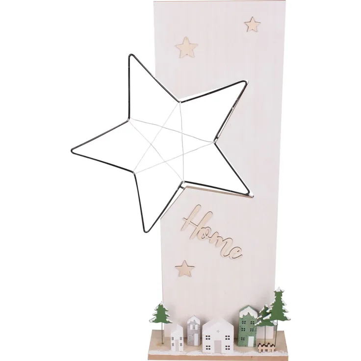 TrendLine Deko Aufsteller Holz Weihnachten Home 61 x 6 x 38 cm weiß