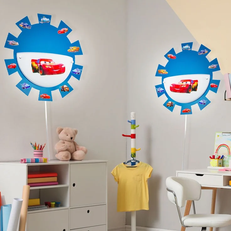 Nachtlicht, Kinderzimmer, blau, weiß, Cars Sticker, D 35cm – Bild 5