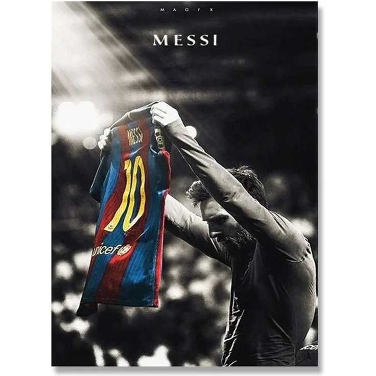 JUSTGOODMOOD Poster Fußball Lionel Messi Nummer 10 bei Fc Barcelona als Deko Print ohne Ra, (1 St)