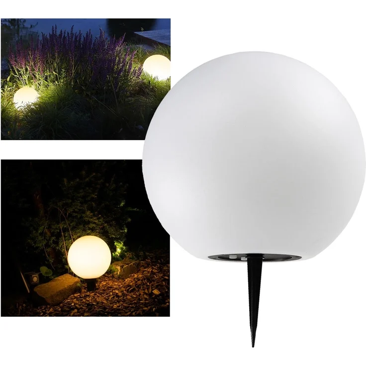 LED Solar Kugelleuchte 25cm Ø "SK25 W" IP44, Warmweiß / 3000K – Bild 1