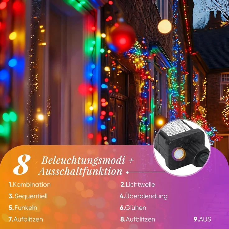 SALCAR 10m 1000er LED Cluster Lichterkette Außen – Bild 3