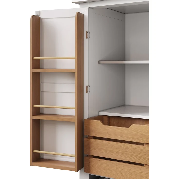 Küchenschrank (80x40x140cm), hohes Küchenbuffet, Mehrzweckbuffet, Snackschrank, Aufbewahrungsmöbel mit zwei Türen und fünf Schubladen, schwarz/weiß – Bild 10
