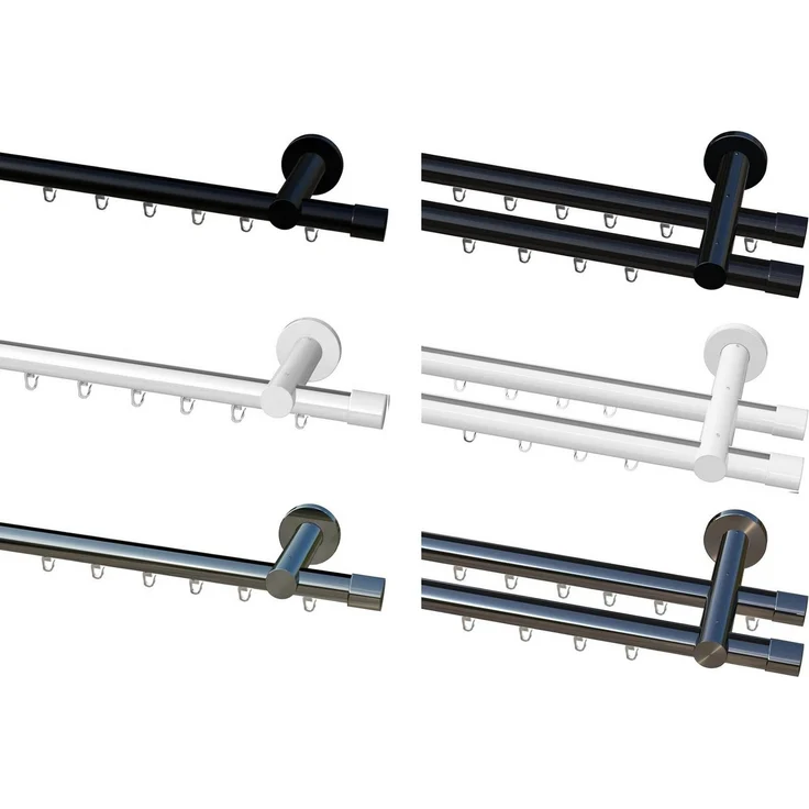 Garduna Gardinenstange Ø 20mm Innenlauf Komplettset inkl. X-Gleiter in Profilfarbe, 2-läufig, kürzbar, Metall, 2-lauf, 1-lauf, Gardinenstange, 20mm, Innenlauf, Gardinenschiene – Bild 5
