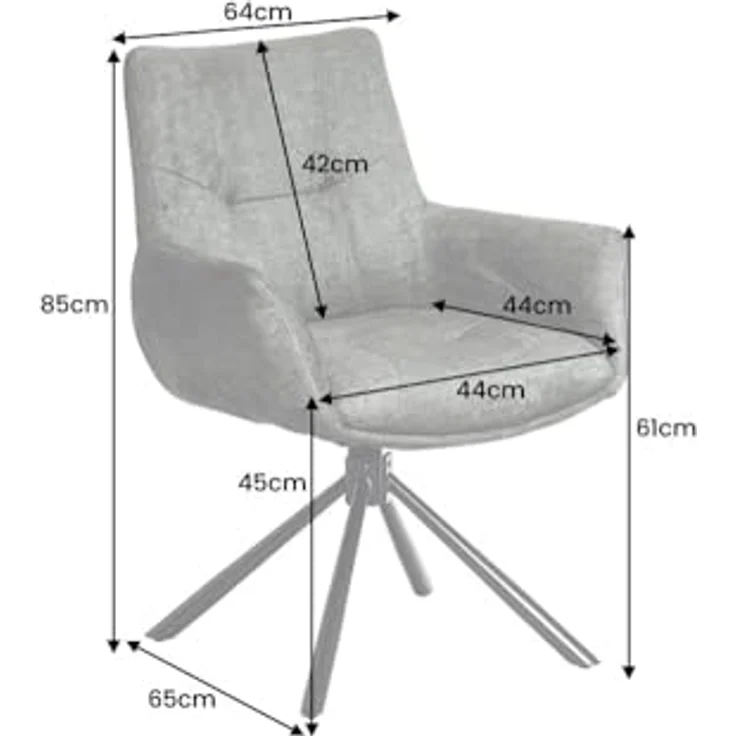 riess-ambiente Drehstuhl SIGNATURE moosgrün/schwarz - Samt, Metall, drehbar, mit Armlehne (Einzelartikel, 1 St), 360° drehbar & mit Taschenfederkern - ideal für Esszimmer & Büro – Bild 4