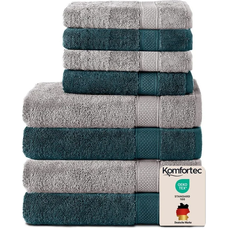 Komfortec Handtuch Set aus 100% Baumwolle, 4 Handtücher 50x100 cm und 4 Badetücher 70x140 cm, Frottee (Packung, 8-St), Duschtücher & Badehandtuch, Weich, Towel, Groß – Bild 1
