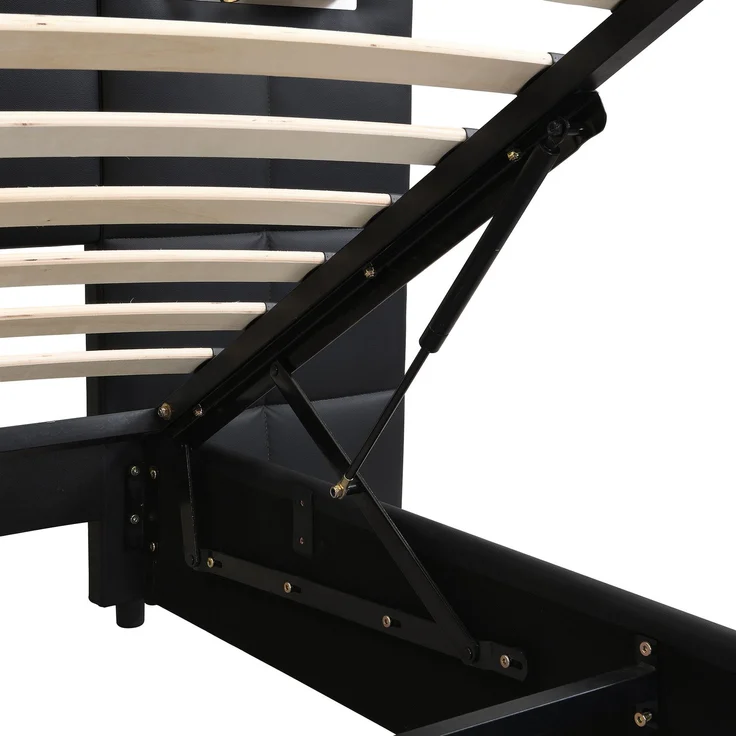 Polsterbett 180×200 cm aus Kunstleder mit USB-Anschluss und kabelloser Ladefunktion, schwarz – Bild 9