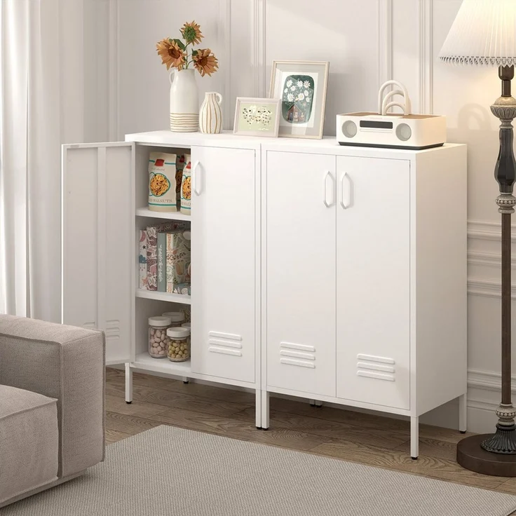 OKWISH Aktenschrank Metall-Aufbewahrungsschrank (mit 2 Türen & 2 verstellbaren Regalen, 1-St, 65*35*106.6cm) – Bild 3