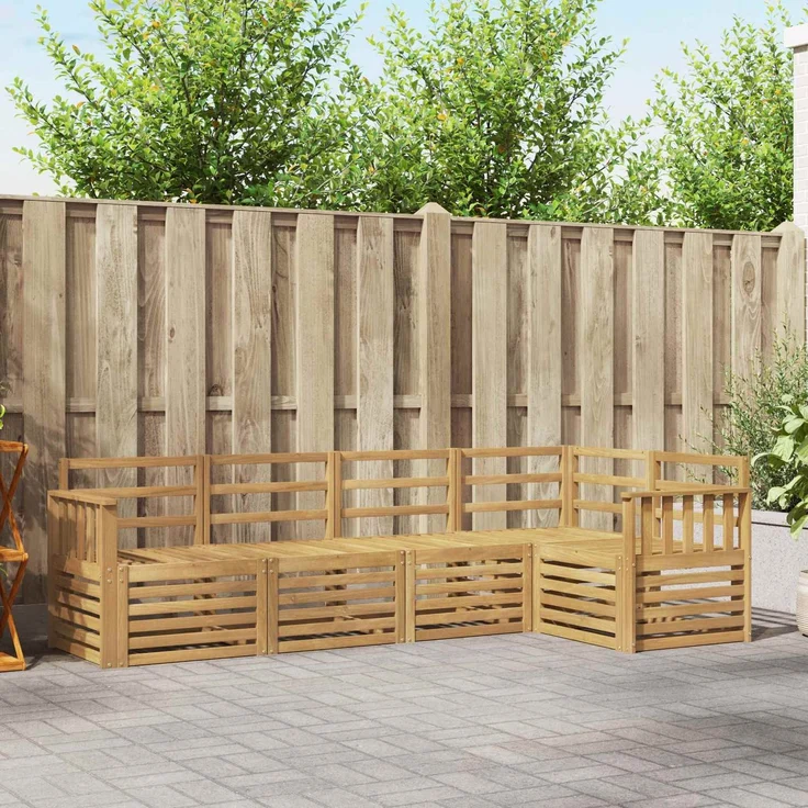 vidaXL Outdoor-Sofagarnitur 5 stk. 5-Sitzer Weiß Massivholz Akazie 3391824 – Bild 1