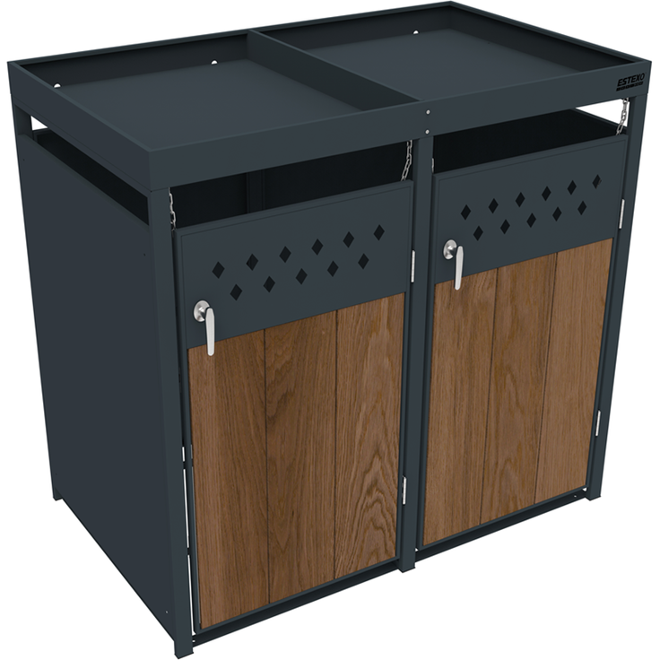 Mülltonnenbox Müllbox Mülltonnenverkleidung 2 Türen Box Pflanzdach Anthrazit – Bild 8