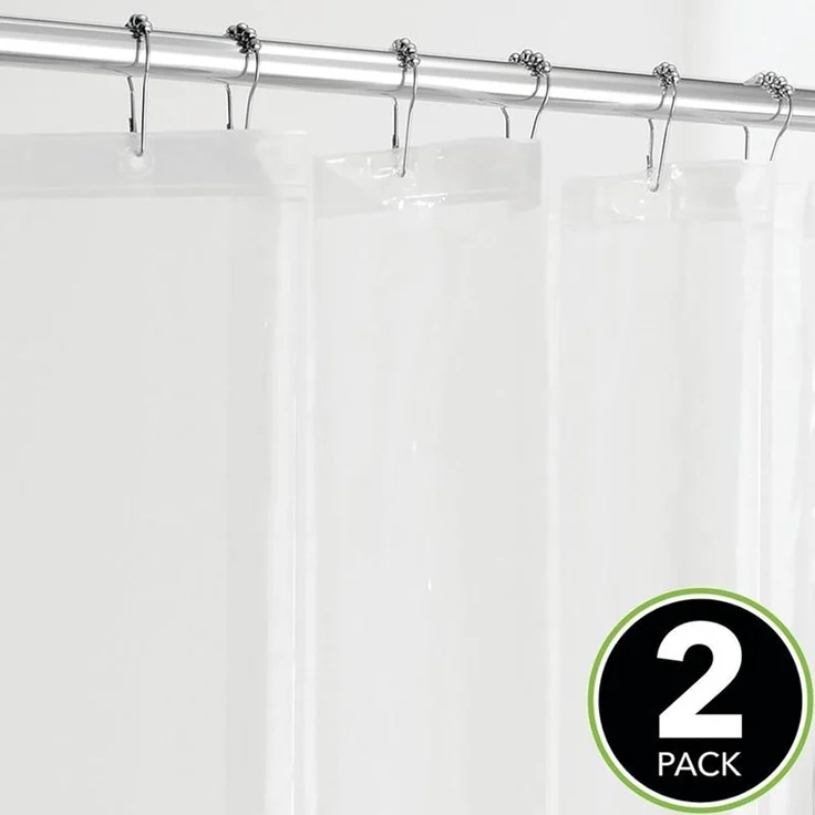 mDesign Duschvorhang Badewannenvorhang 2er-Set 12 Ösen PEVA Vinyl Transparent – Bild 4