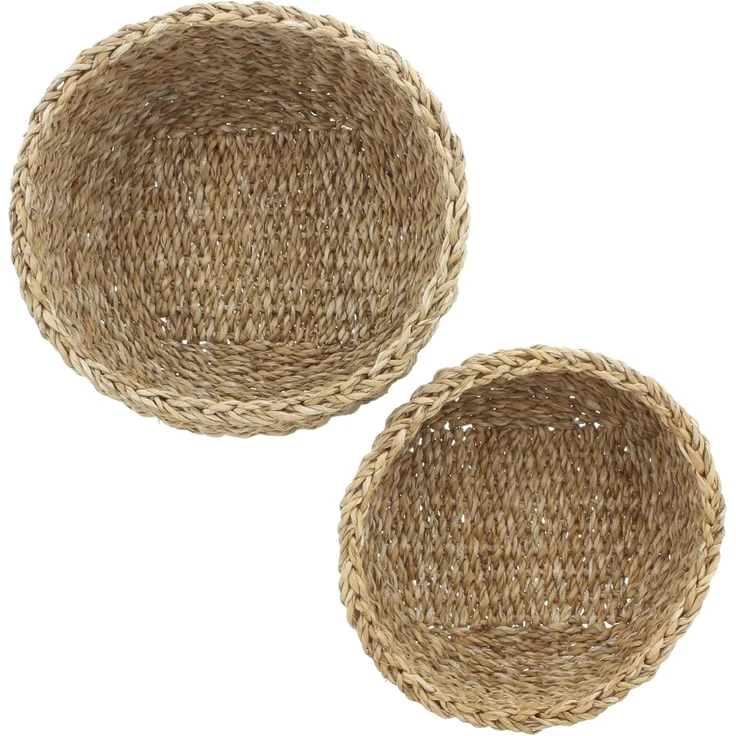 Schale Seegras rund 2er Set Deko Aufbewahrung Obstschale Tisch Korb Ø 25 cm – Bild 2