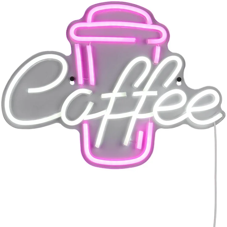 Ausgefallene Neon LED Wandlampe Café mit USB Kabel & Netzteil, Breite 40cm – Bild 2