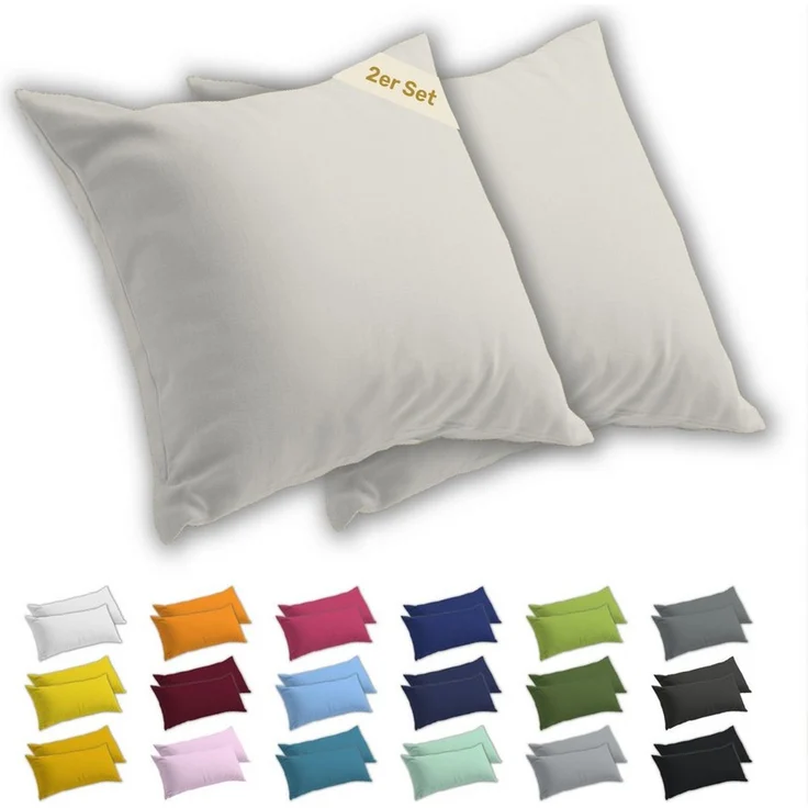 Lavea Kissenbezug 2er Set Kissenhülle Jersey, 100% Baumwolle, Kissenbezüge, (2 Stück), allergikerfreundlich - sicherer YKK-Reißverschluss - waschbar 60°C – Bild 1