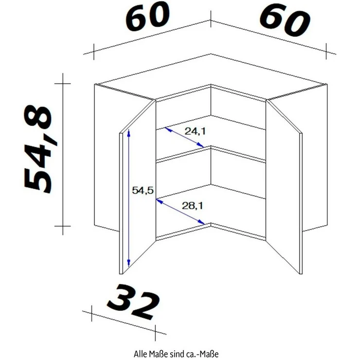 Flex-Well Eckhängeschrank Morena (B x H x T) 60 x 54,8 x 32 cm - als Ecklösung – Bild 3