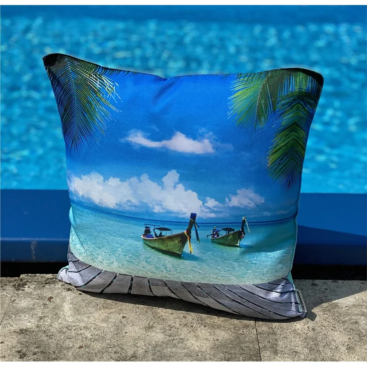 heimtexland Â® Outdoorkissen Lotus Effekt 45x45 Garten Dekokissen Wasserabweisend Outdoor Lounge Deko Kissen Typ742 SÃ¼dsee Boote – Bild 2