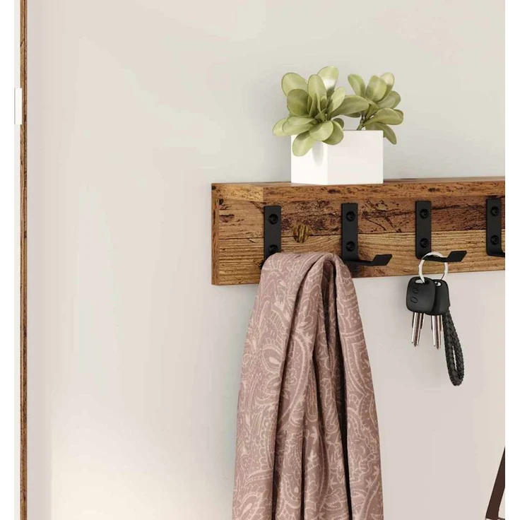 vidaXL Wandmontierter nachttisch Altholz 80 x 10,5 x 10,5 cm 874369 – Bild 4
