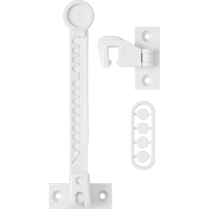 ABUS Fensterfeststeller Nino Zuschlagschutz für Kippfenster - Fensterriegel - Kipp-Regler zur Einstellung der Fensteröffnung - weiß - 73127 – Bild 2