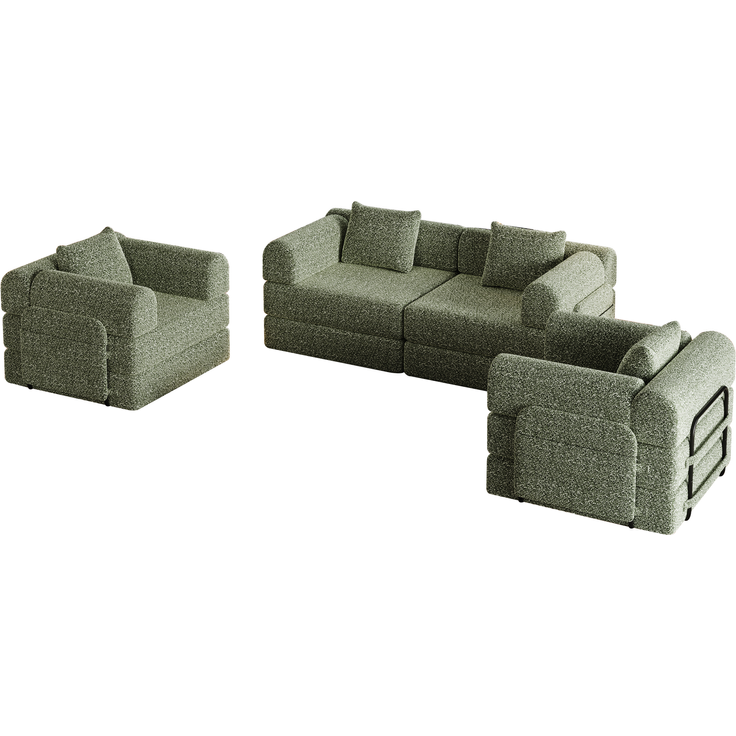 ZUBALIYA SchlafSofa mit LED - Beleuchtung, mit Ablageflächen, mit Chenille - Bezug, mit Samtbezug, mit breiten Armlehnen – Bild 6