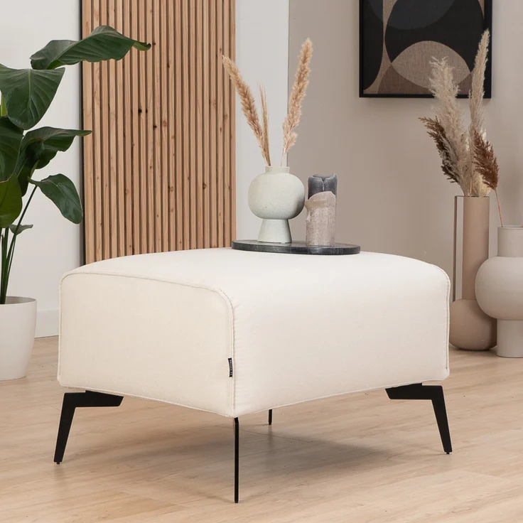Bronx71 Stoff Hocker Vegas rechteckig off white – Bild 4
