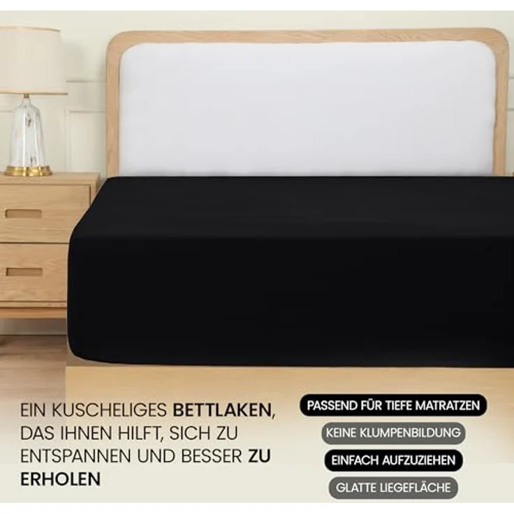 Utopia Bedding - Spannbettlaken 120x200 cm - Schwarz - Oeko-Tex Zertifiziertes Gebürstete Polyester-Mikrofaser Spannbetttuch - 35 cm Tiefe Tasche – Bild 7