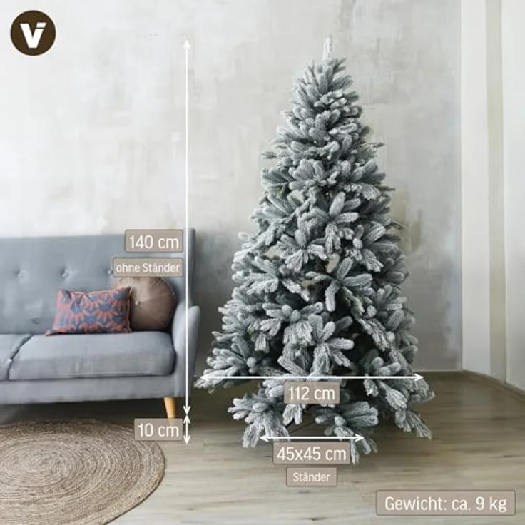 VIVANNO Künstlicher Weihnachtsbaum Künstlicher Weihnachtsbaum Premium Nordmanntanne mit Schnee 150 cm, Nordmanntanne – Bild 4