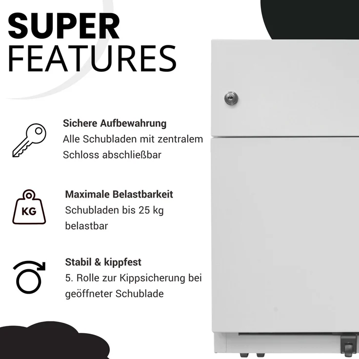 BISLEY Note Rollcontainer mit 2 Schüben aus Metall abschließbar in oxfordblau - Bürocontainer mit Universalschublade & Hängeregistratur, Container mit Schloss für Büro & Homeoffice auf Rollen, NWA59M7SF-639 – Bild 2