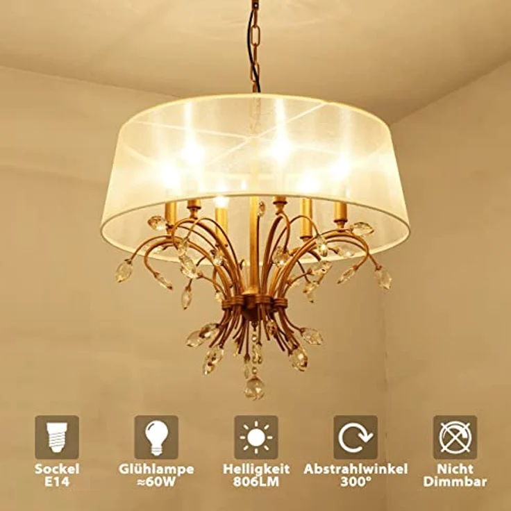 LVWIT E14 Kerze LED Lampe 6W 806 Lumen für Kronleuchter, E14 Glühfaden Retrofit Classic Glühbirne, ersetzt 60W, 2700K Warmweiß, Filament Fadenlampe, Glas, nicht dimmbar (6er Pack) – Bild 3