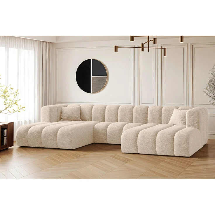 Kaiser Möbel Ecksofa U-from, Sofa Grand modular stoff Salvador und Haga, Zwei Arten von Stoffen, große Auswahl an Farben, praktisch, bequem – Bild 1