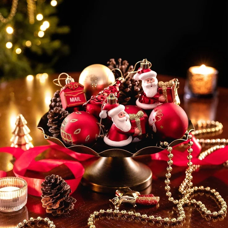 Valery Madelyn Weihnachtskugeln 40er Set Rot Gold Aufhänger – Bild 4