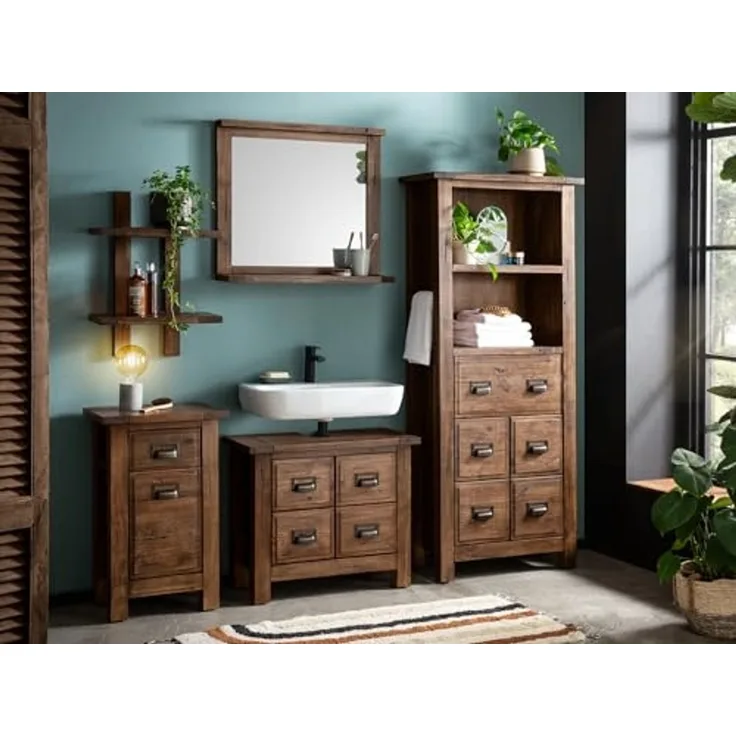 Badset Cancun aus Massivholz Pinie | 5-teiliges Set für Badezimmer - massivum