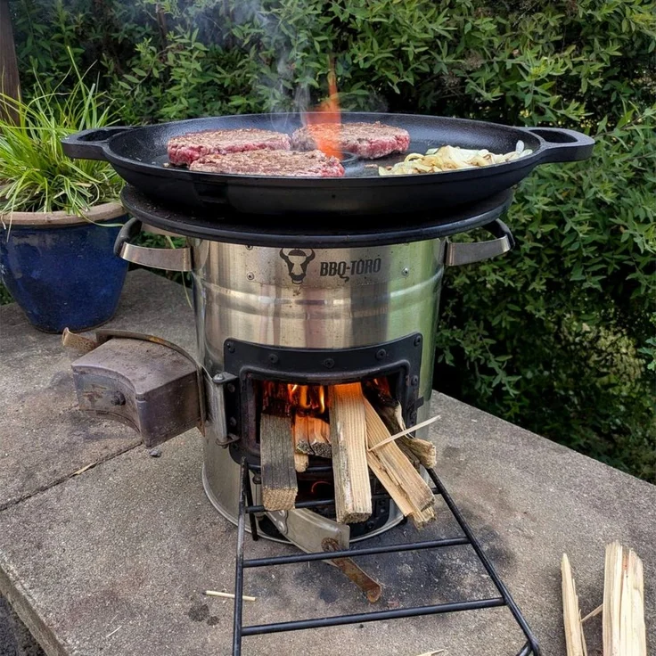 BBQ-Toro Grillplatte Gusseisen Plancha Ø 34,5cm, Grillplatte für Raketenofen, preseasoned, Thermoresistent – Bild 1