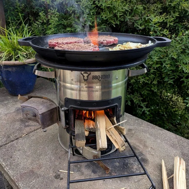 BBQ-Toro Grillplatte Gusseisen Plancha Ø 34,5cm, Grillplatte für Raketenofen, preseasoned, Thermoresistent