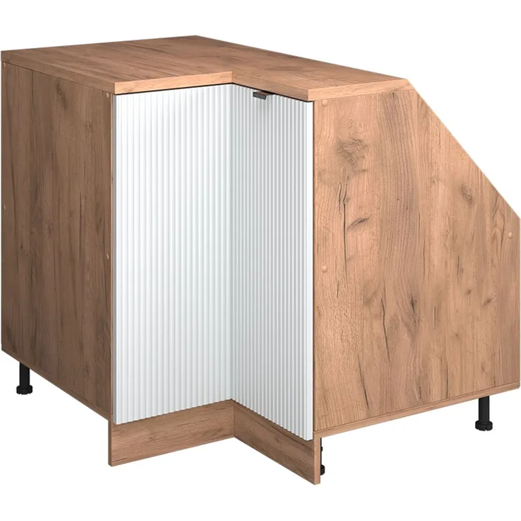 Dachschrägenschrank Eckschrank Rion Weiß Riffel 75.6 x 81.6 cm mit 1 Tür, Schrankkorpus 60 cm Tiefe Vicco