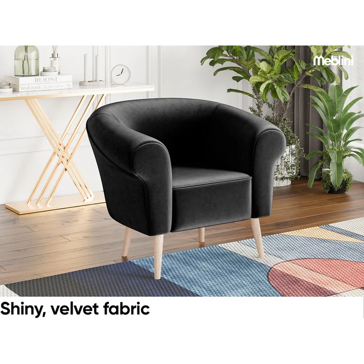 MEBLINI Mini Sofa Set 2-1 für Wohnzimmer - Mini Lounge für drei Personen - Küchensofa - Sofa Klein - Sitzgarnitur - Polstergarnitur - Sofagarnituren - EMILIA - 2+1 - Schwarz Samt – Bild 4