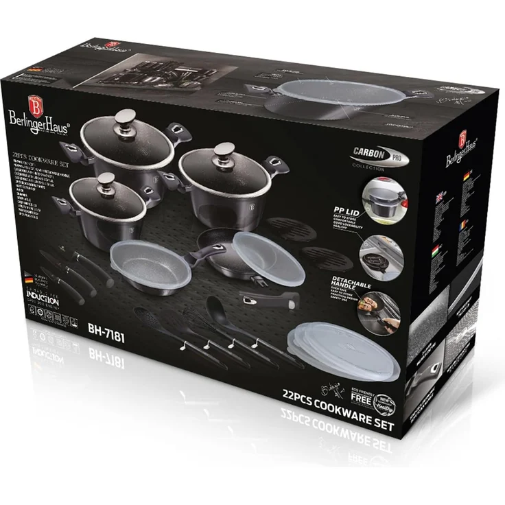 Berlinger Haus Kochen Berlinger Haus Topfset 22 Ele. Metallic Carbon Pro BH7181 – Bild 5