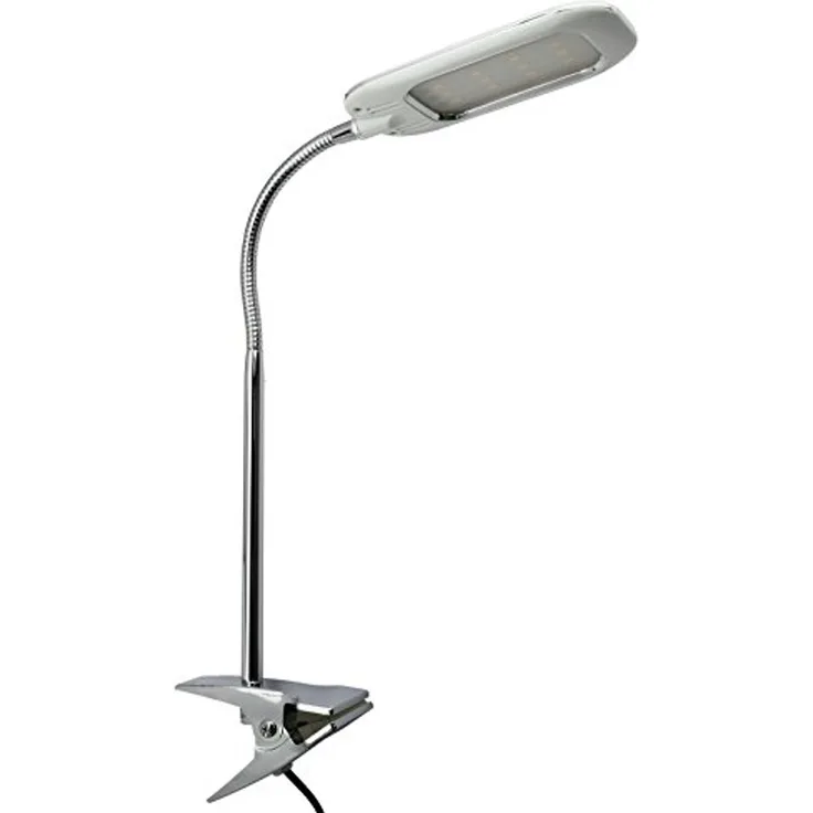 TRANGO LED Klemmleuchte, 6616 LED Klemmleuchte *SUSI* Tischlampe I Leseleuchte I Clip Lampe in Bicolor „Chrom-Weiß“ inkl. 1x 6 Watt LED Modul - 3000K warmweiß, Klemmspot Leselicht I Schreibtischlampe