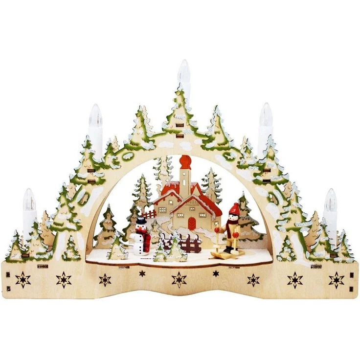ToCi LED Schwibbogen LED-Kerzenbogen Schwibbogen mit 5 LED-Kerzen Weihnachts-Dekoration – Bild 2