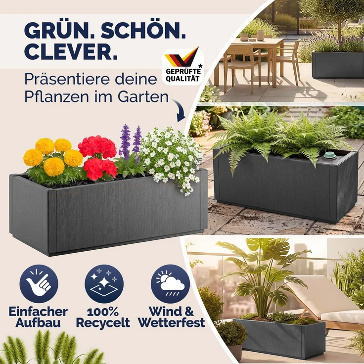 CASARIA® Pflanzkasten Ethica 80x36x36cm Anthrazit – Bild 5