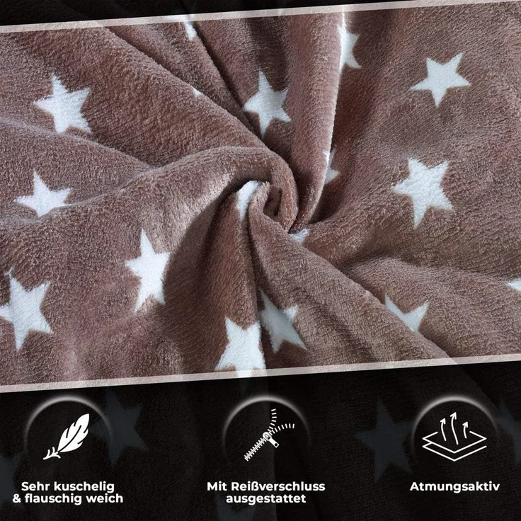 Malika Wendebettwäsche 155x220 + 80x80 cm Cashmere Touch Sterne Bettwäsche, atmungsaktiv, Mikrofaser, 2 teilig, Für Allergiker geeignet, pflegeleicht, angenehm weicher Stoff – Bild 3