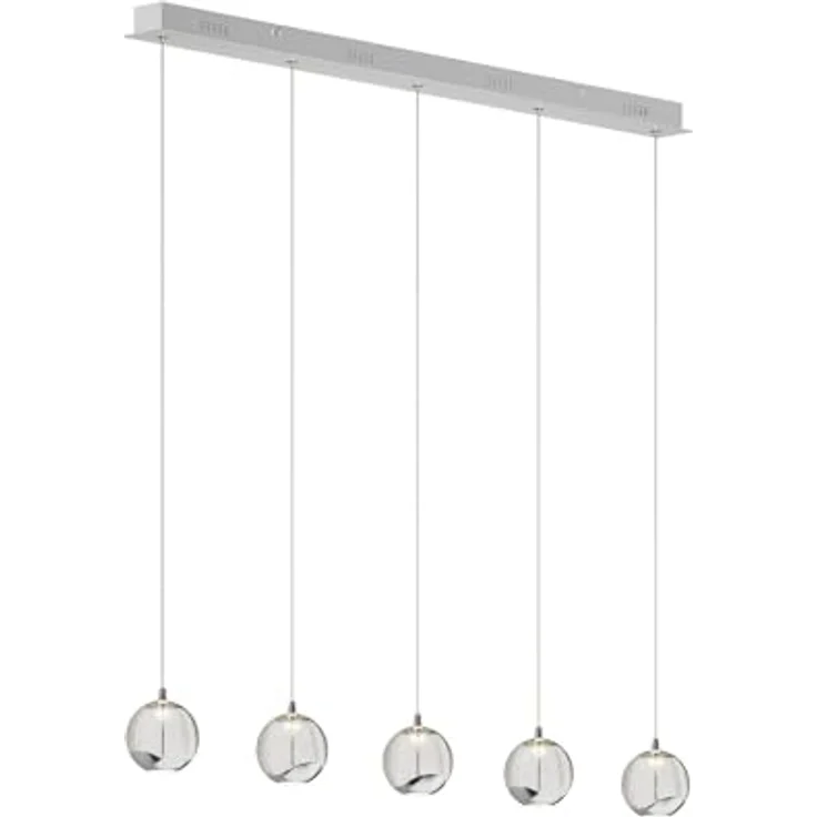 Lucande LED-Pendellampe Hayley, 96 cm, 5-flg., verchromte Details, Glaskugeln, elegantes Lichtdesign – Bild 1