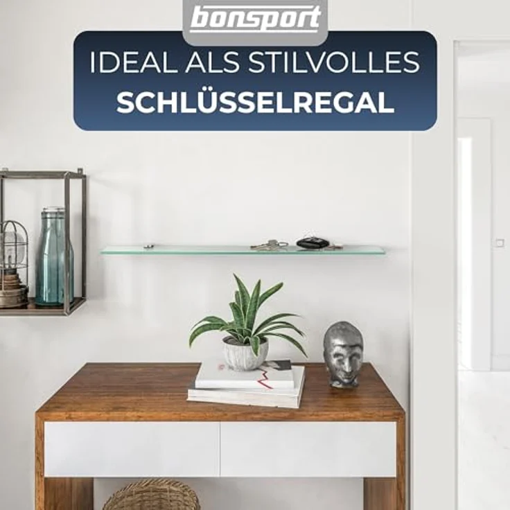 bonsport Badregal Glas Regal, Glasregal Milchglas rechteckig 60 x 10.16 x 0.6 cm – Bild 8