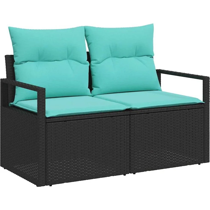 vidaXL Sofa Set mit Kissen 7 pcs Schwarz Poly Rattan 3346426 – Bild 4